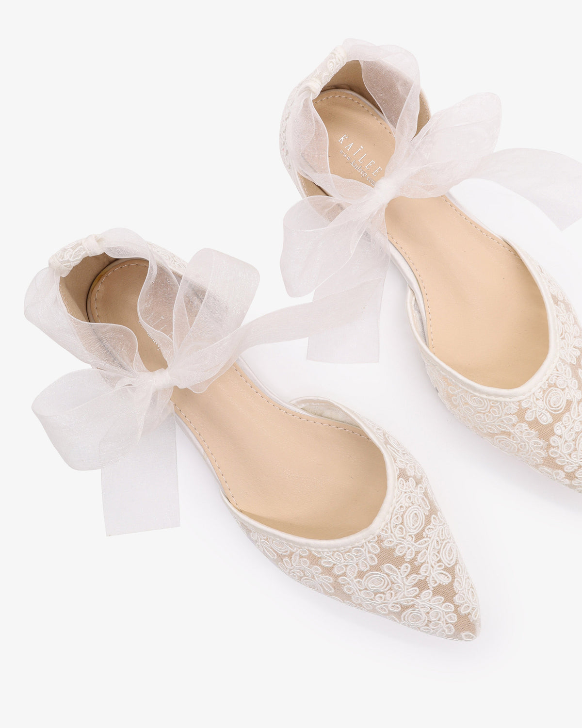 Crochet Lace Pointy Toe with Ankle Tie or Ballerina Lace Up