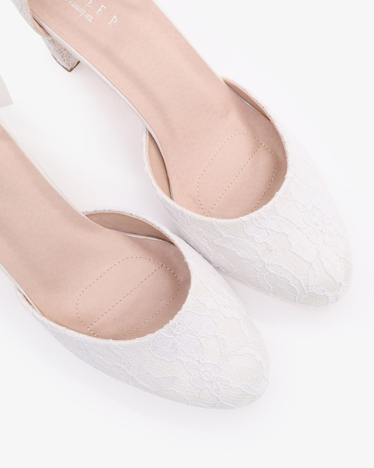 Lace Block Heel with Amaryllis Crystal Strap