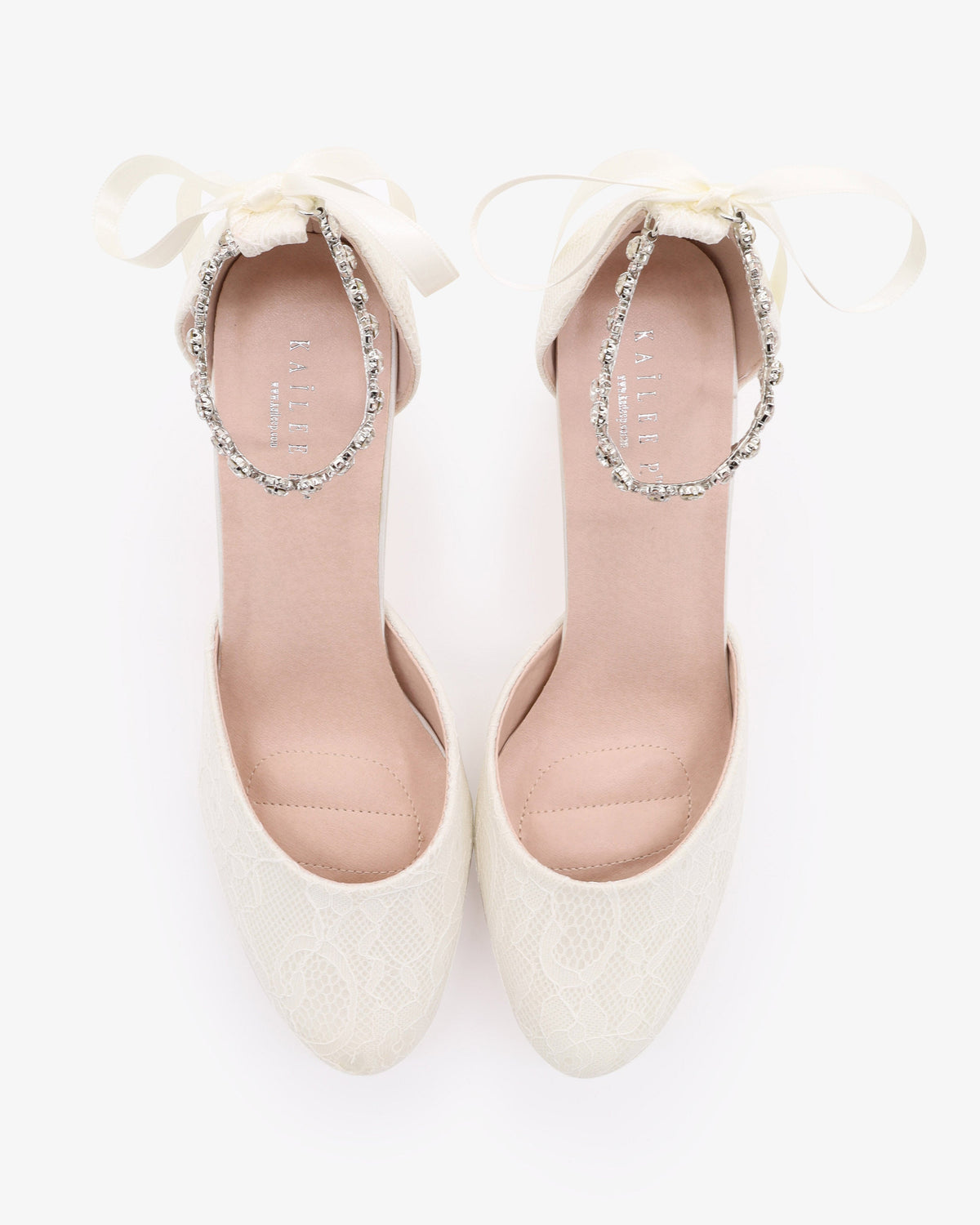 Lace Block Heel with Amaryllis Crystal Strap