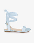 Satin Flat Sandal with Ballerina Lace Up