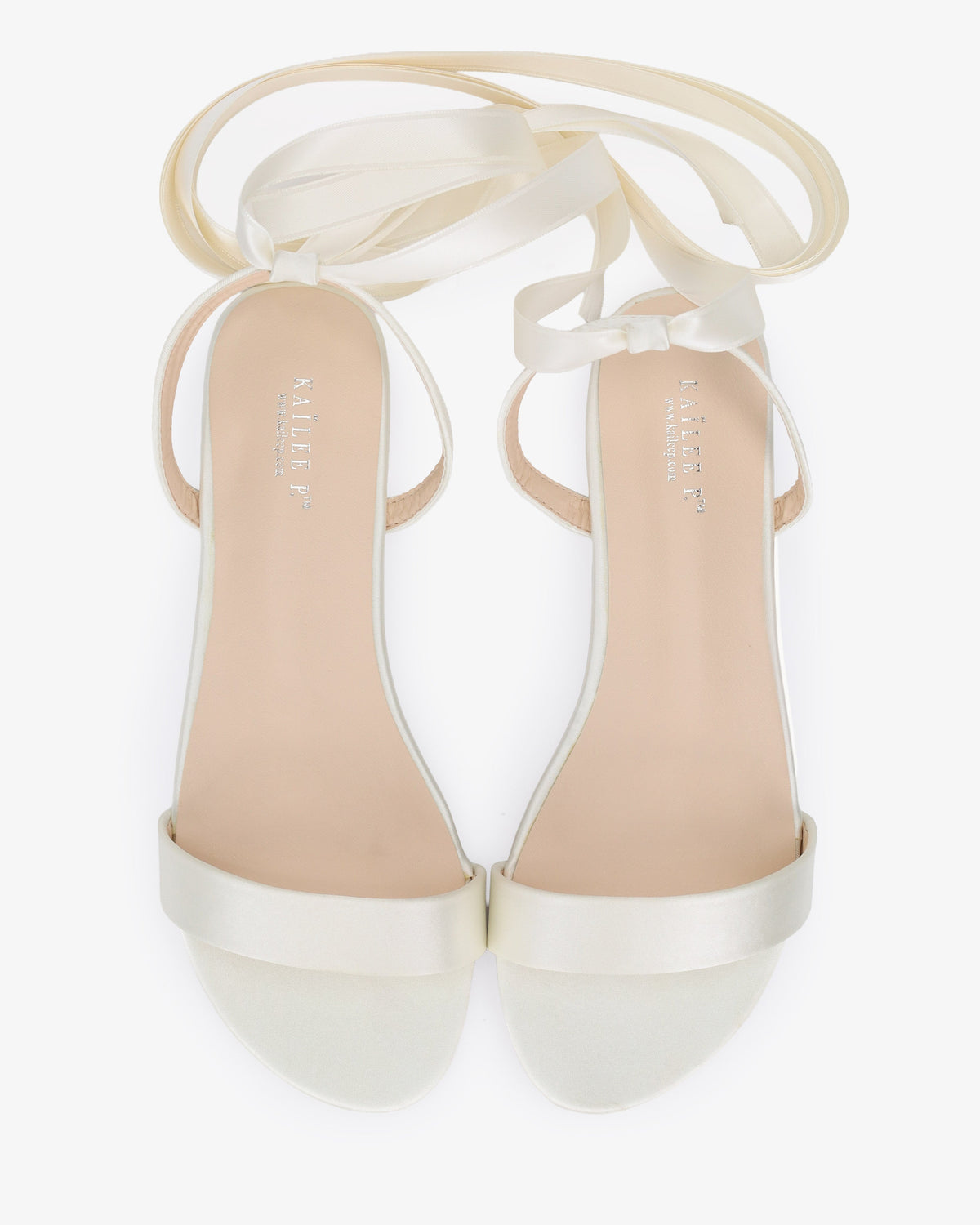 Satin Flat Sandal with Ballerina Lace Up