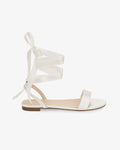 Satin Flat Sandal with Ballerina Lace Up