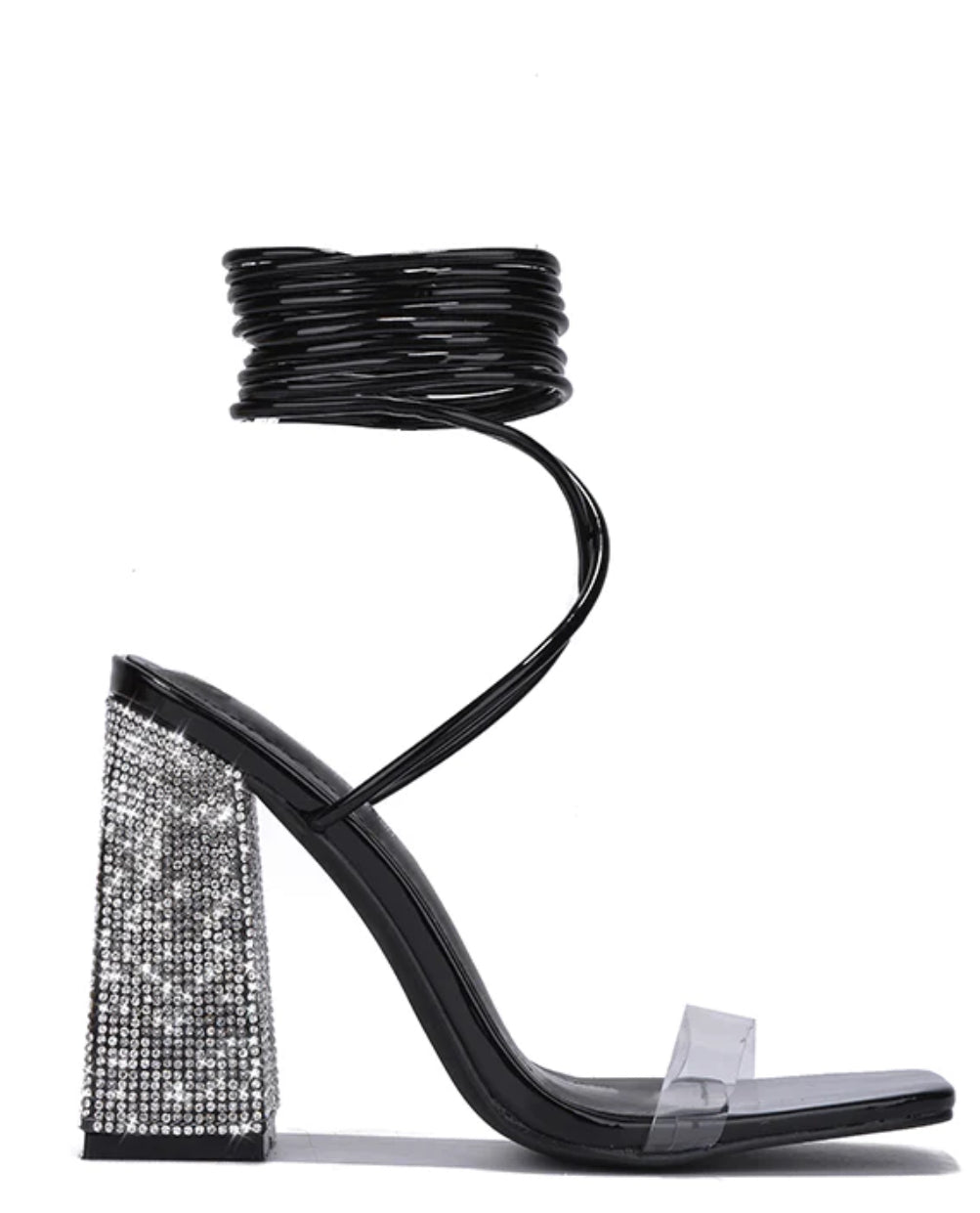 Lachita Lace-up Rhinestone Heels