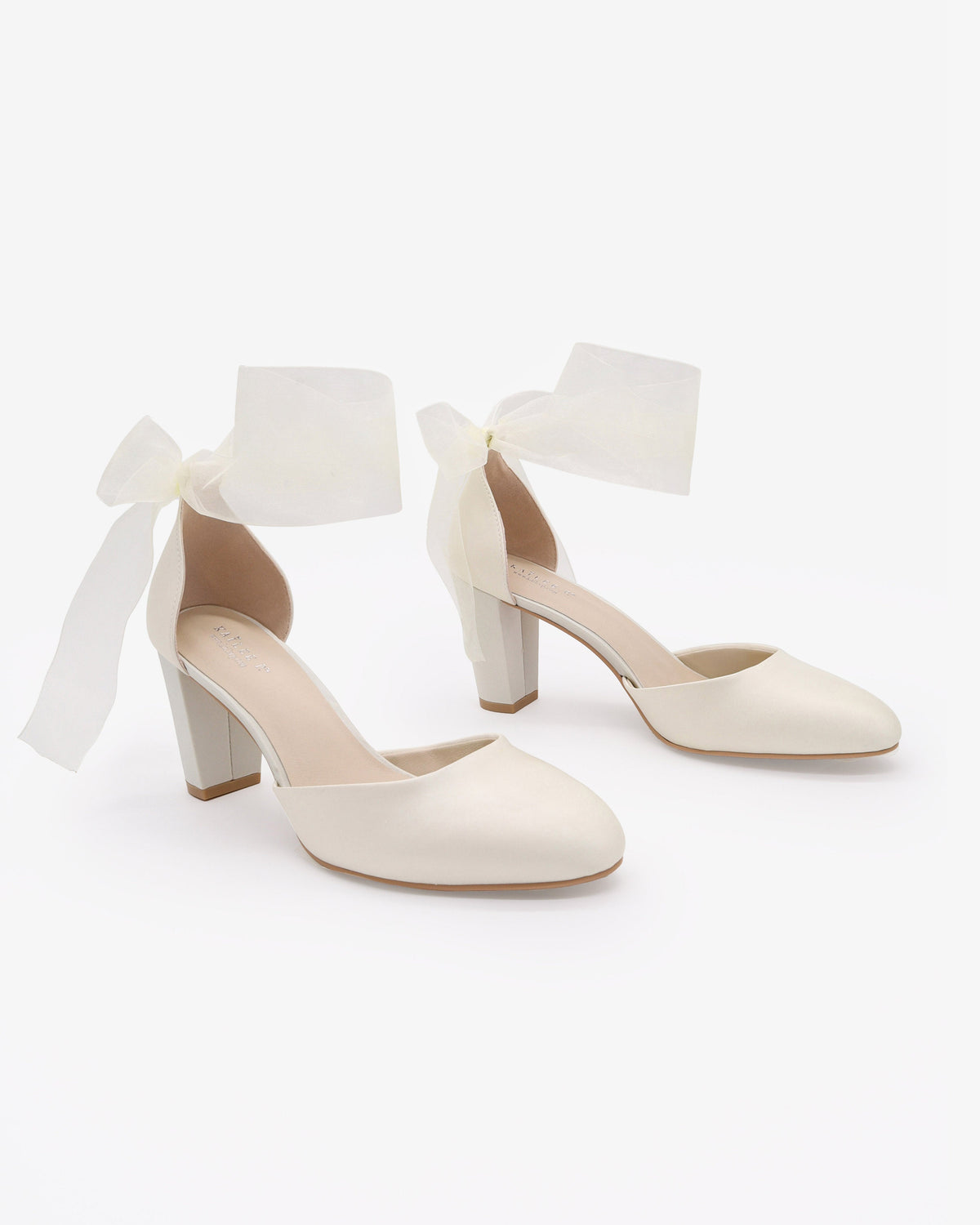 Satin Wedding Block Heel with Wrapped Ankle Tie
