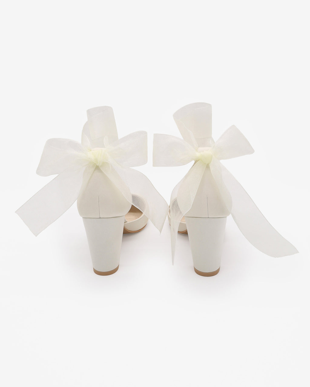 Satin Wedding Block Heel with Wrapped Ankle Tie