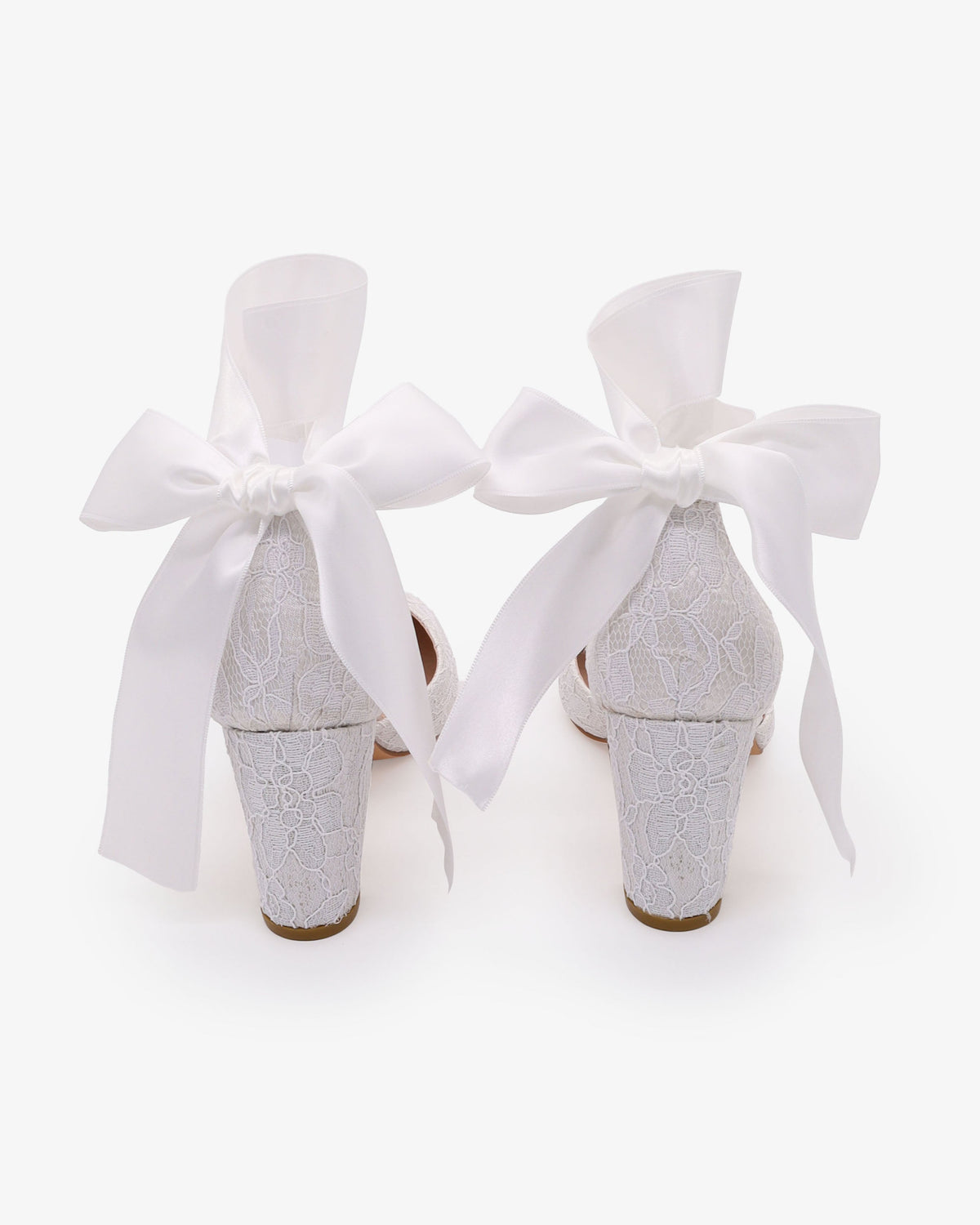 Lace Block Heel with Wrapped Satin Tie