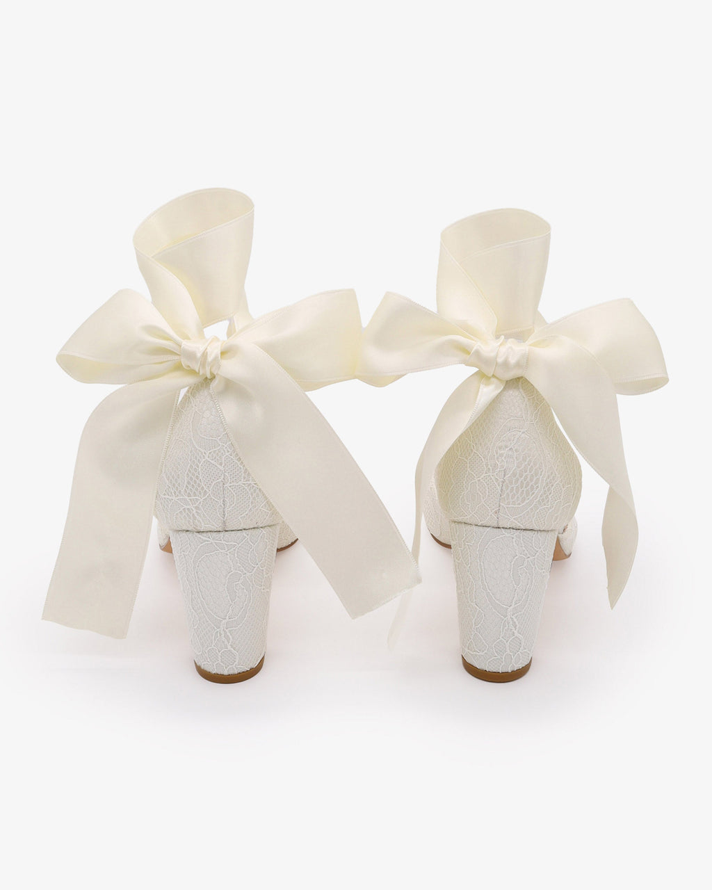 Lace Block Heel with Wrapped Satin Tie