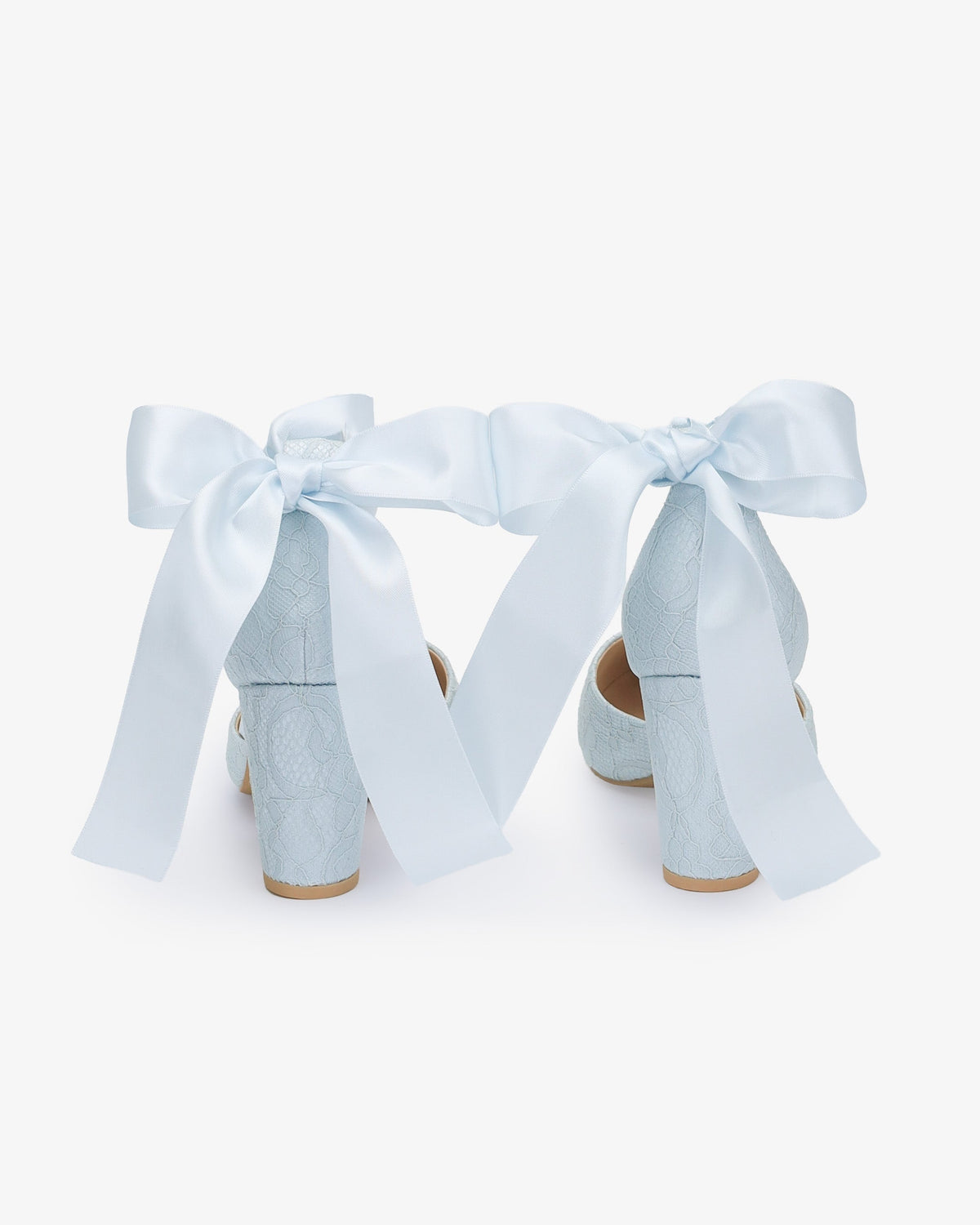Lace Block Heel with Wrapped Satin Tie