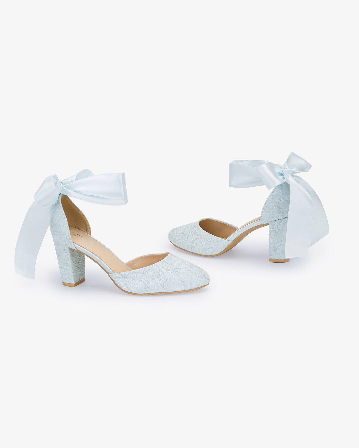 Lace Block Heel with Wrapped Satin Tie