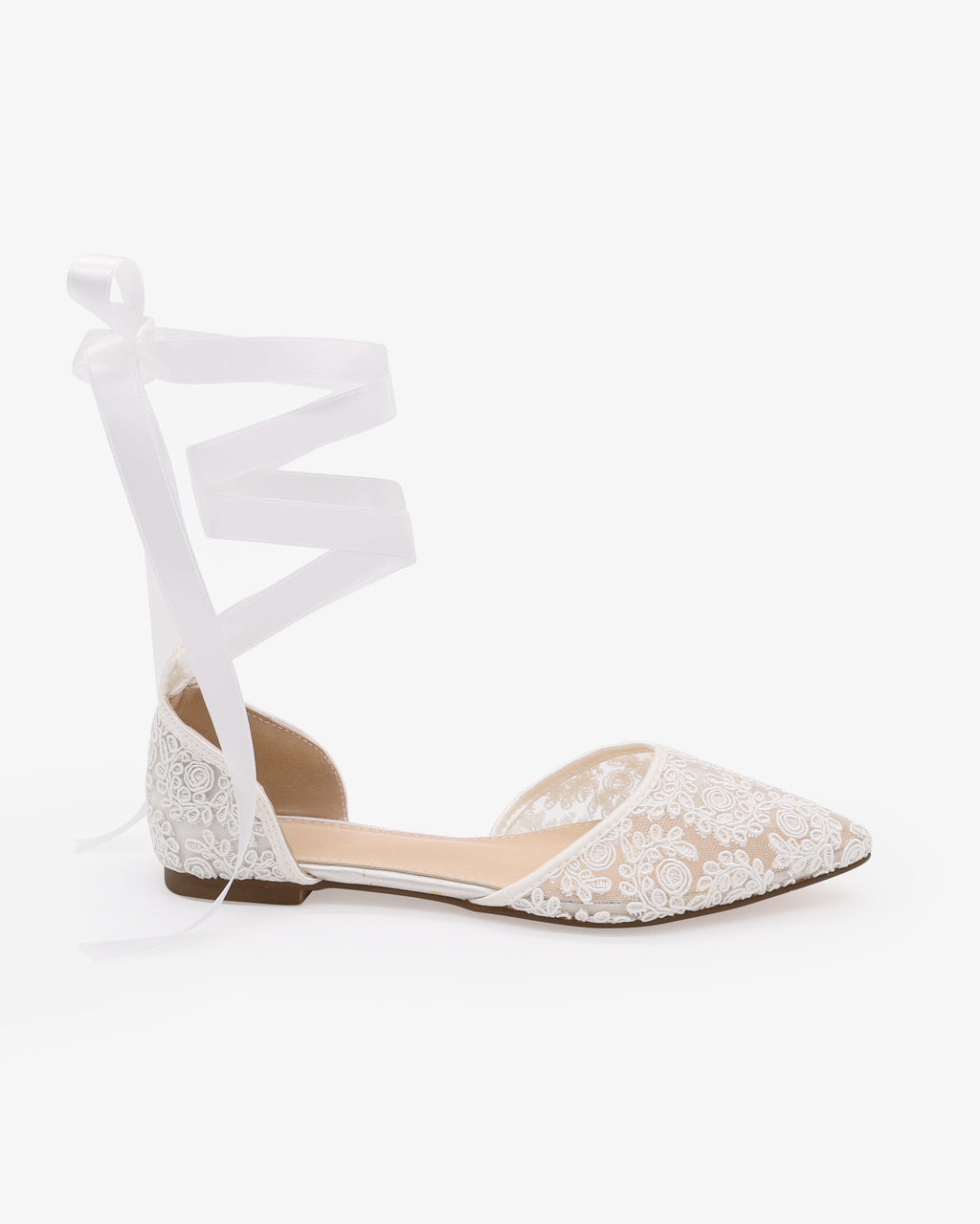 Crochet Lace Pointy Toe with Ankle Tie or Ballerina Lace Up