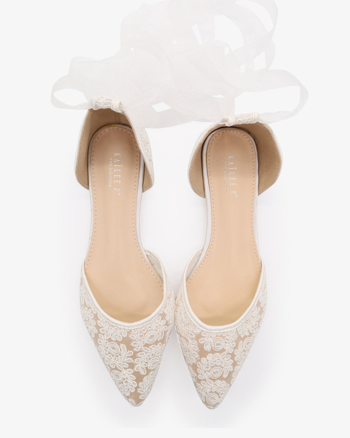 Crochet Lace Pointy Toe with Ankle Tie or Ballerina Lace Up