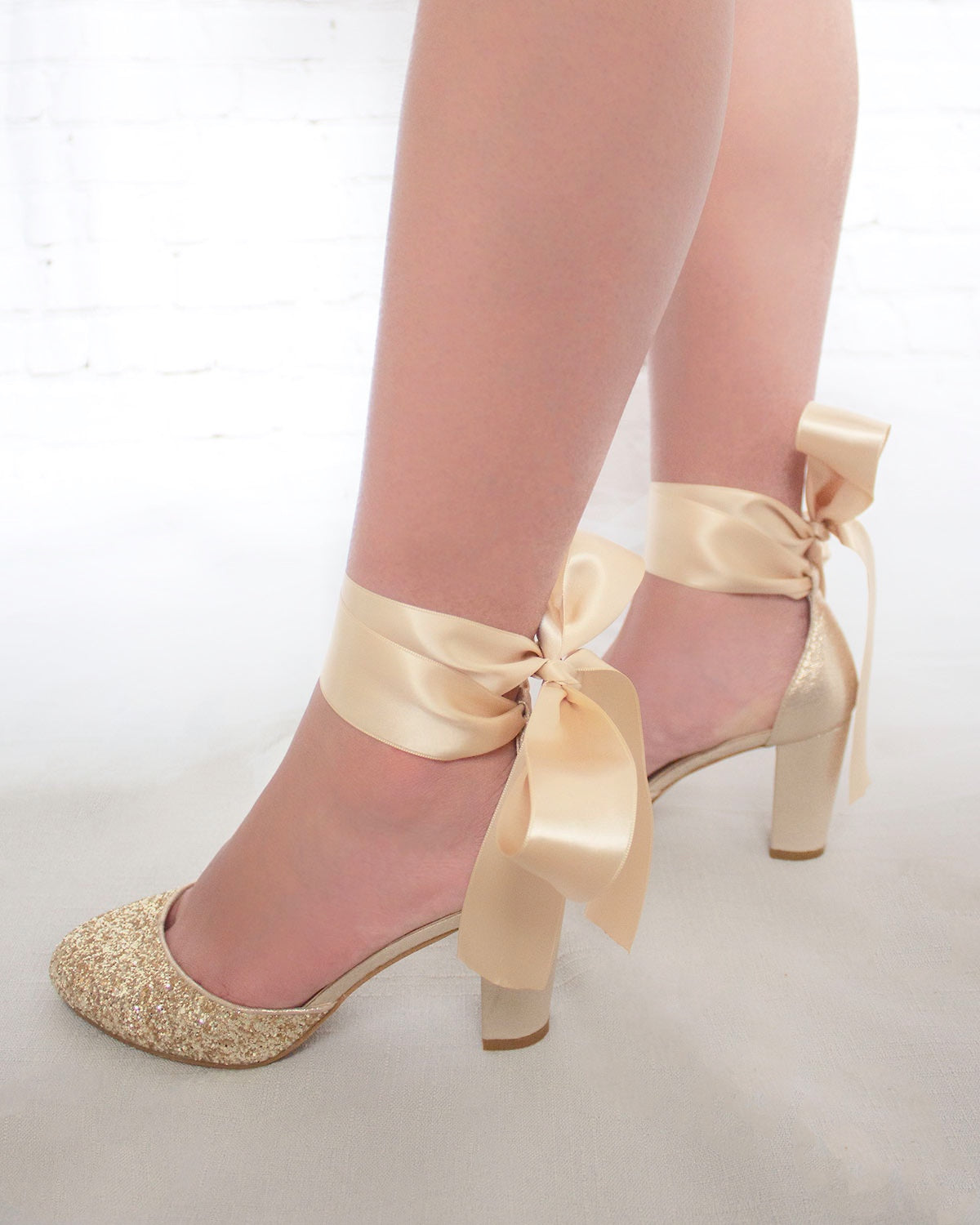 Rock Glitter Block Heel with Wrapped Satin Tie