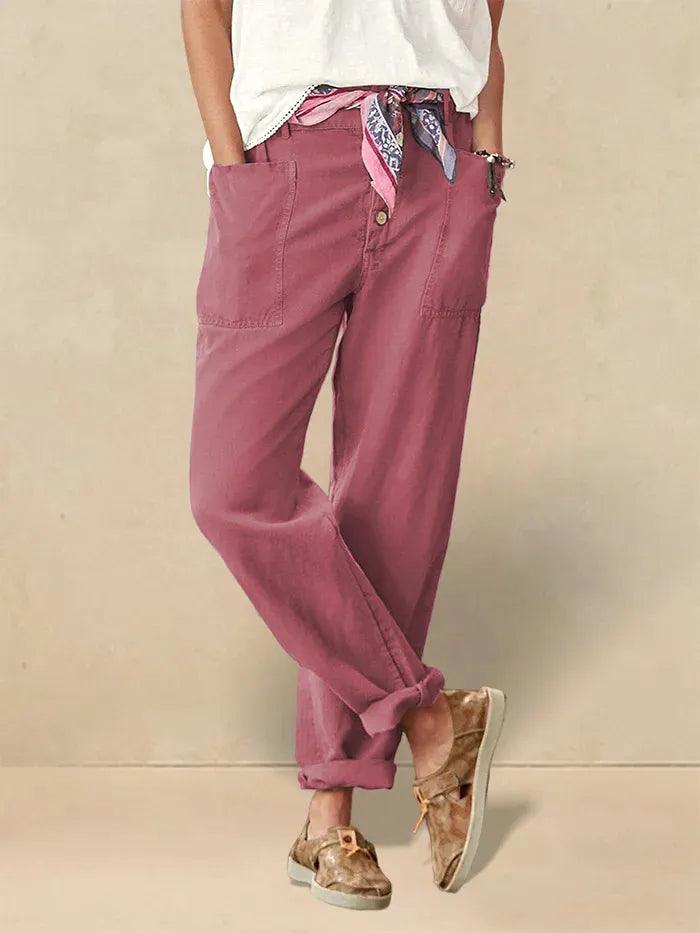 Linen Simple Button Fly Trousers HEIDI