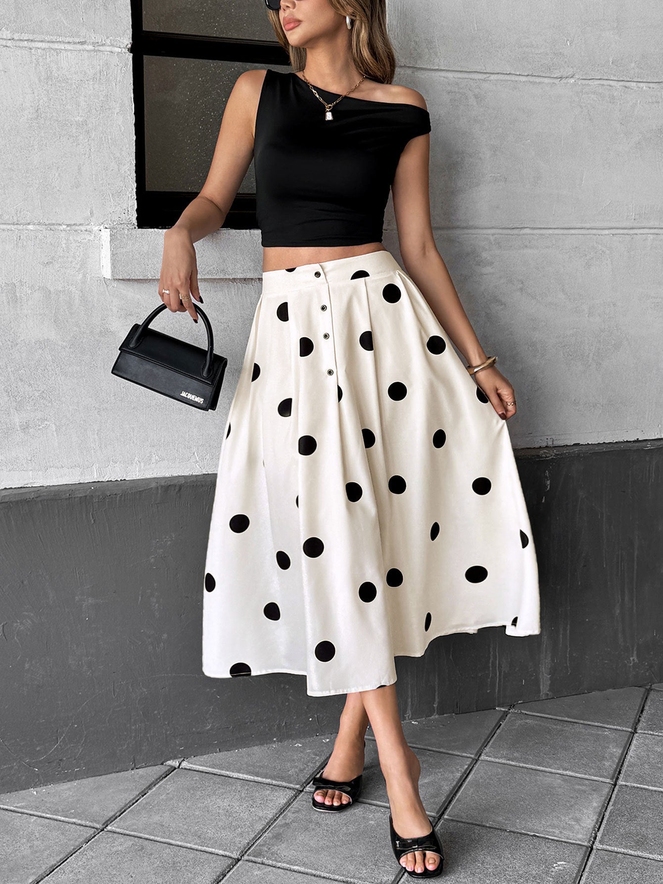 Retro A line Polka Dot Skirt