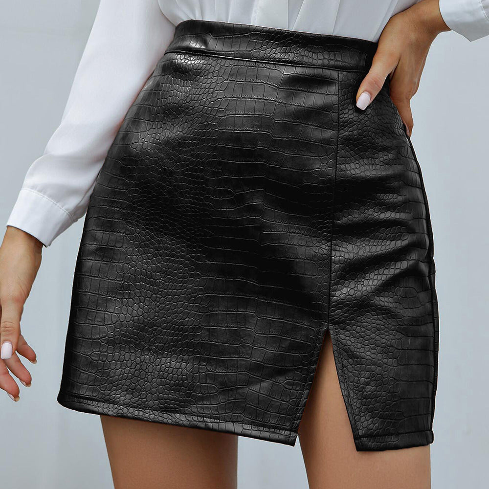 Asymmetric Faux Leather Skirt - ALL HERZ FASHIONS