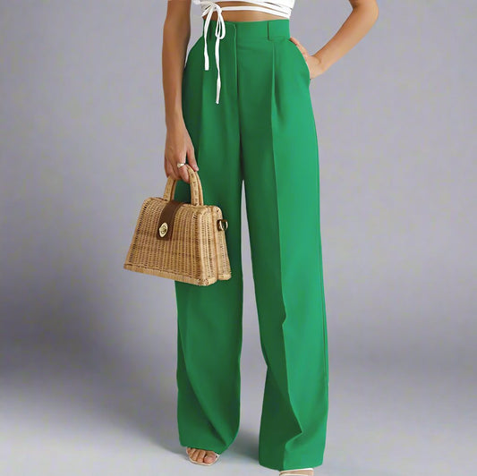 Casual Wide Leg Draping Pleated Pants