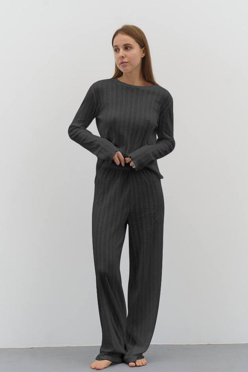 Long Sleeved Knitted Pajamas Set