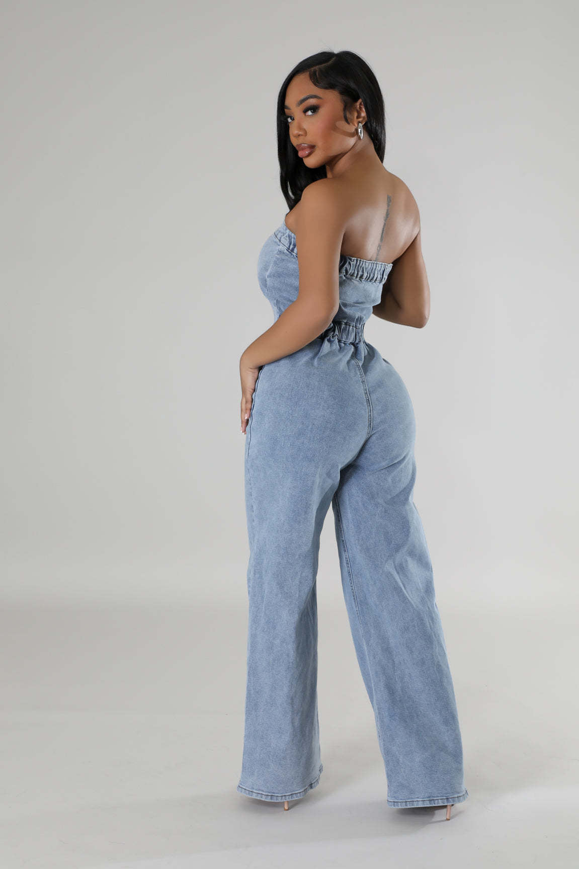 Tube Top Denim Jumpsuit