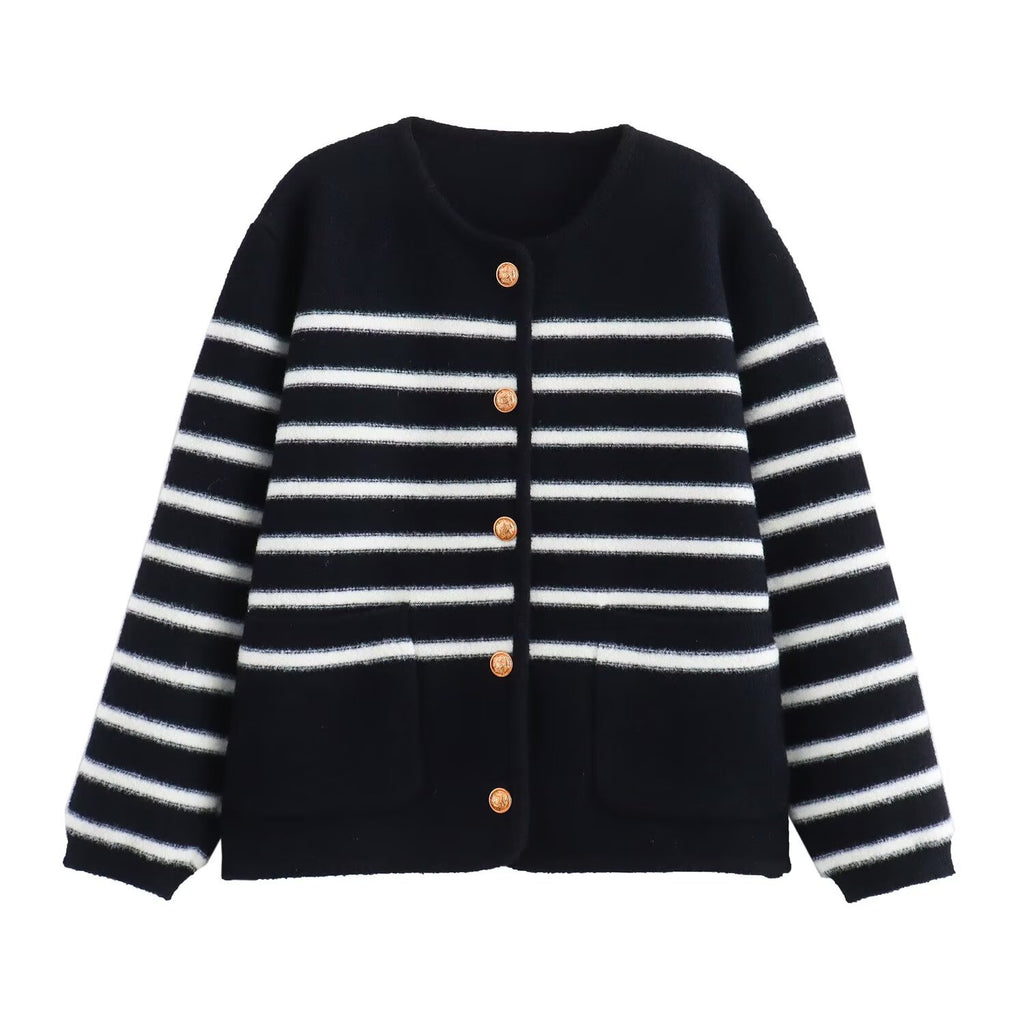 Classic Vintage Stripe Knitted Cardigan