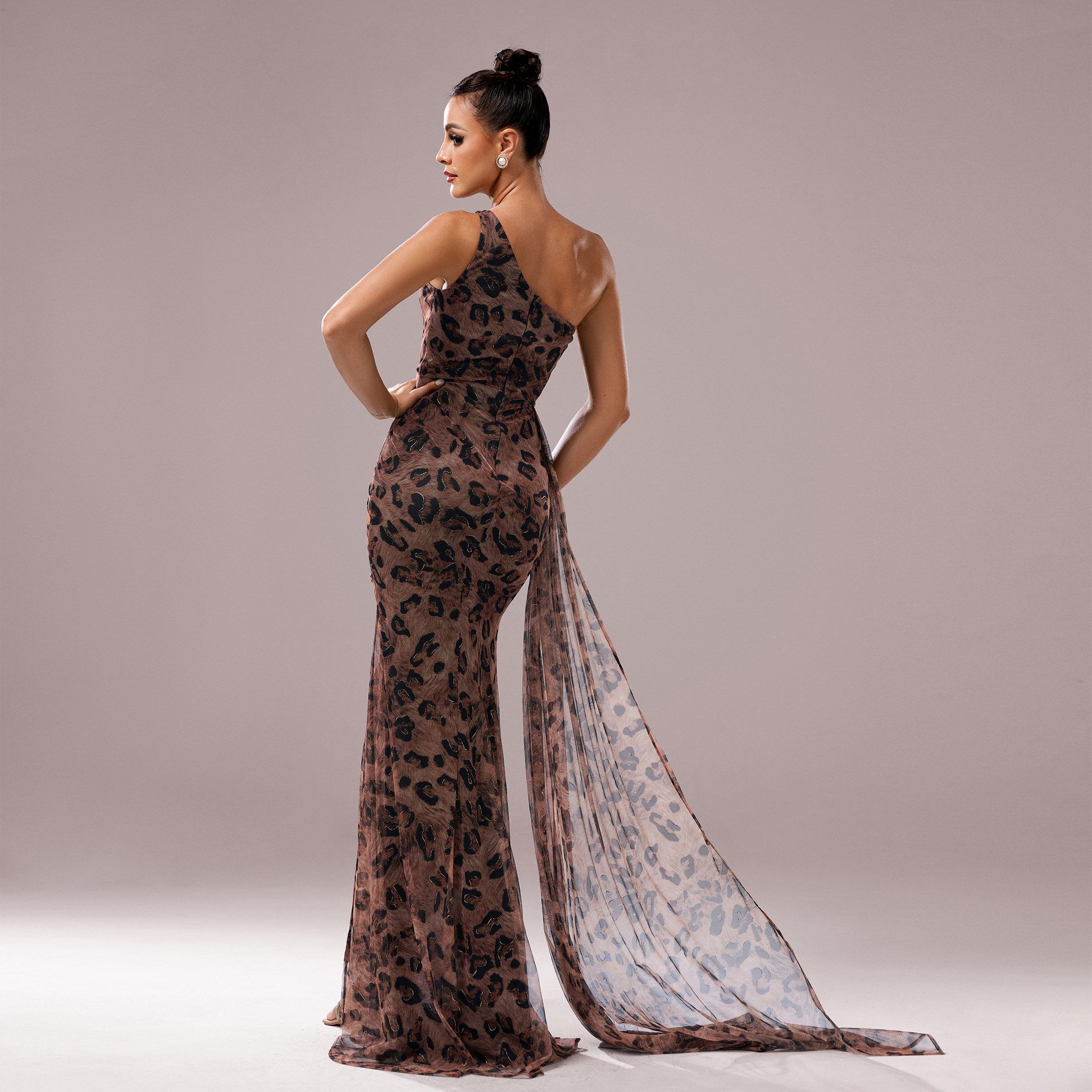 One Shoulder Split Sheath Fishtail Evening Dress