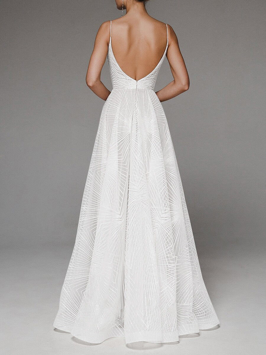 Elegant Embroidered Lace Wedding Dress