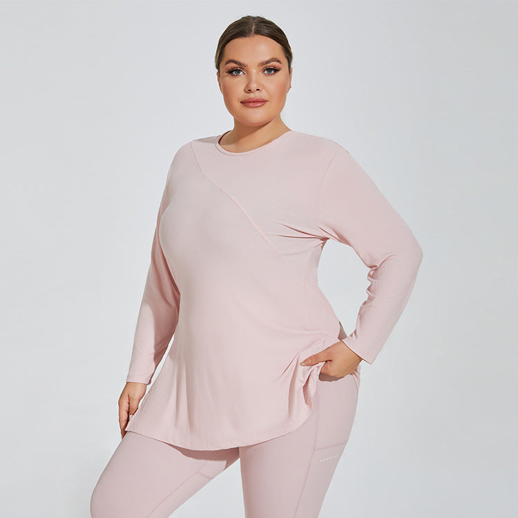 Plus Size Slim Fit Side Slit Sports Top