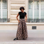 Leopard Print Pleated Puffy Skirt