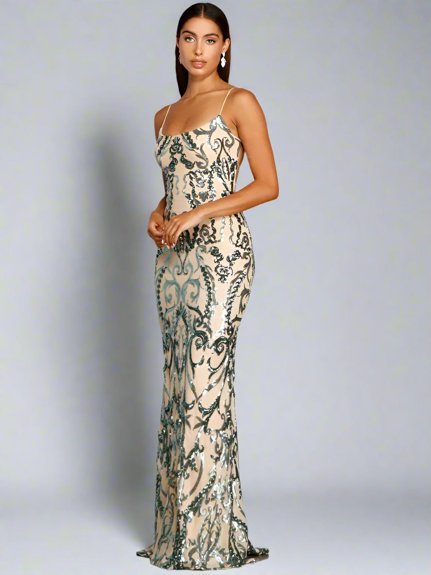 Sequined Paisley Party Dress