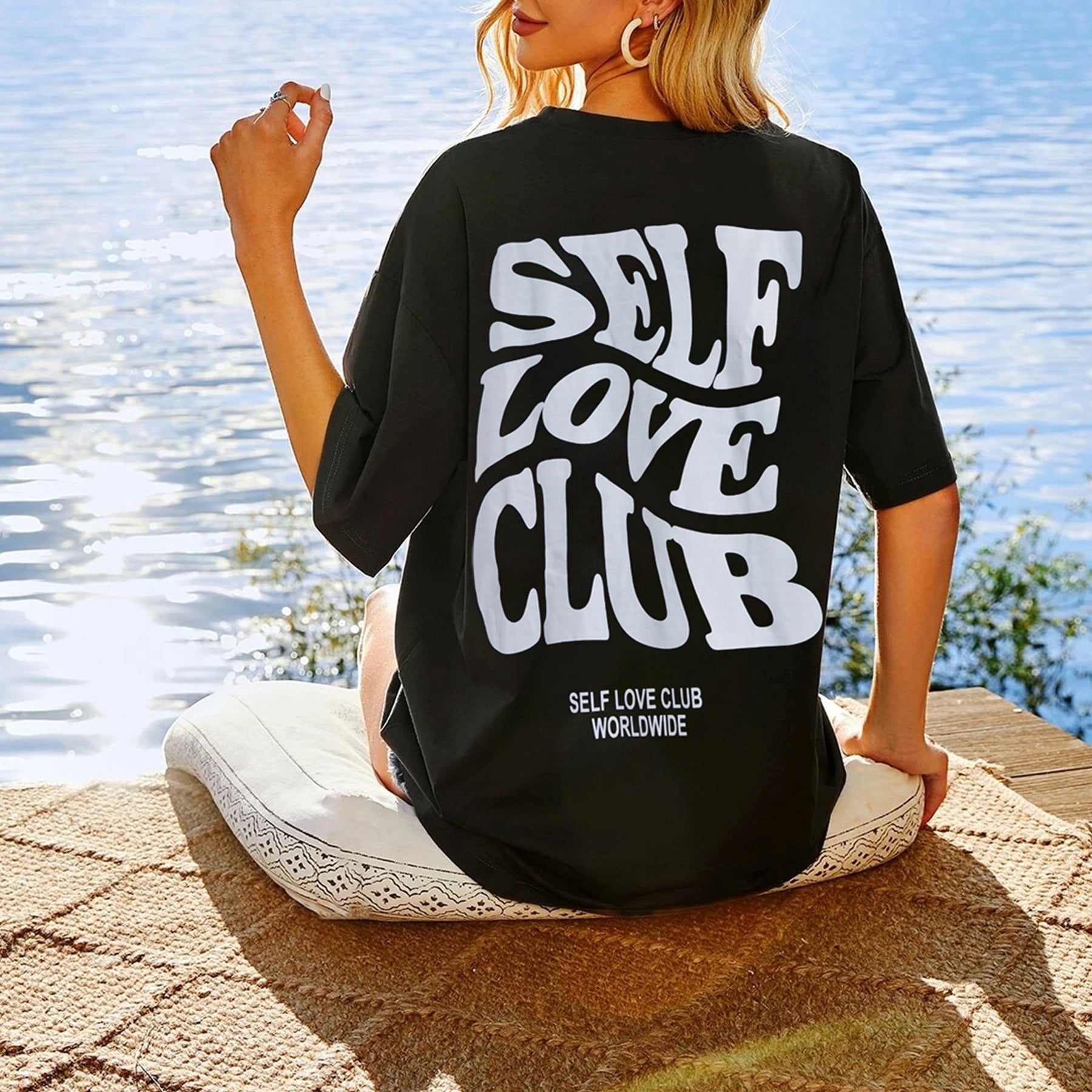 Loose Printed Self Love Club T Shirt