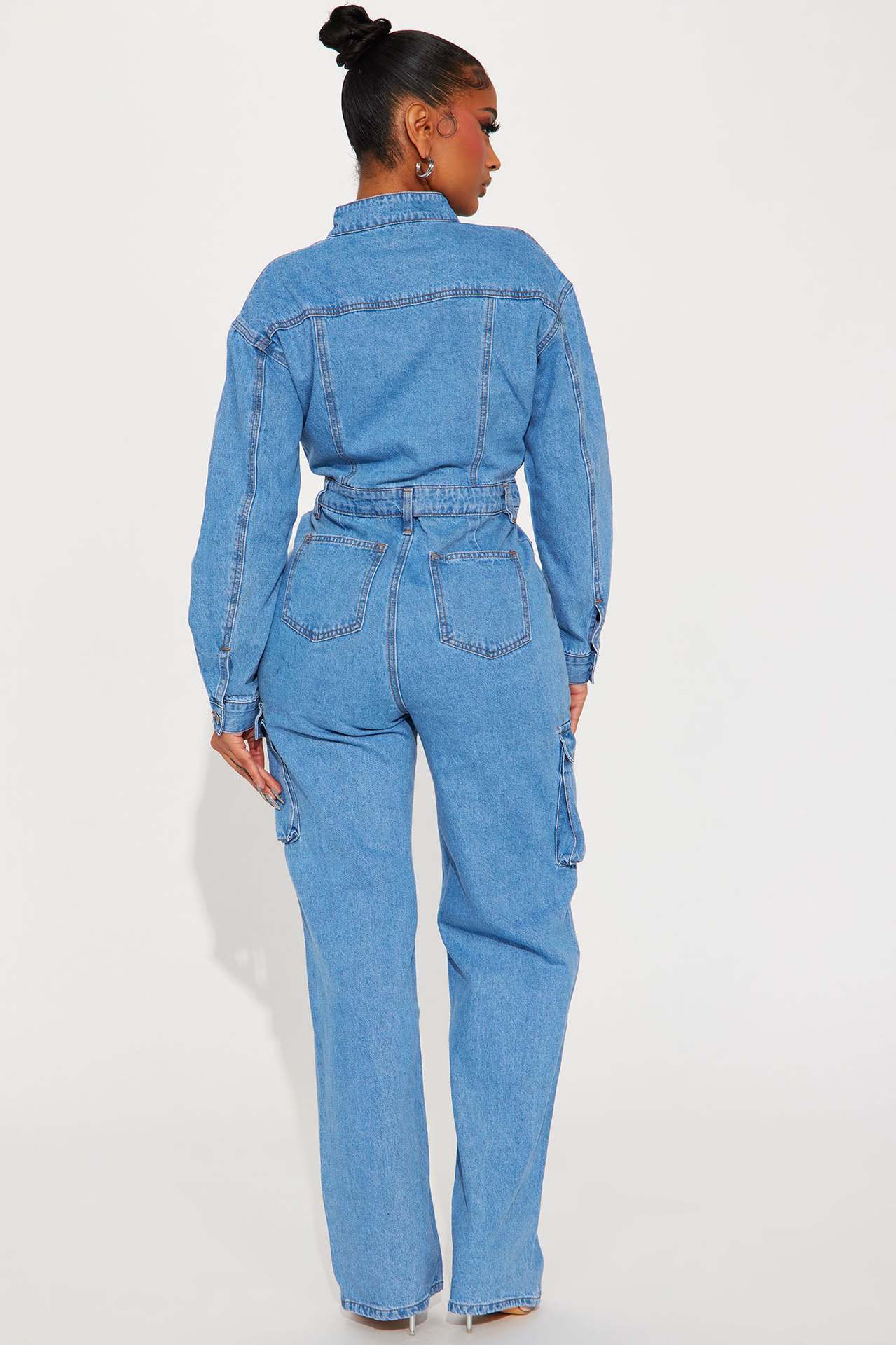 Stretch Wash Denim Jumpsuit