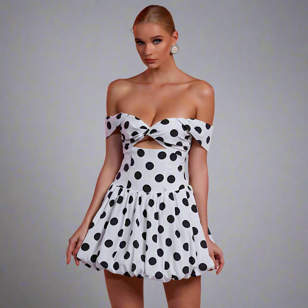 Polka Dot Printed Tube Top Dress