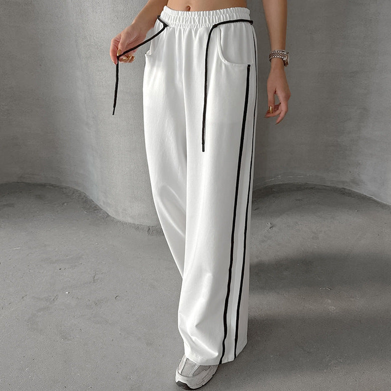 Drawstring All Match Striped Sweatpants