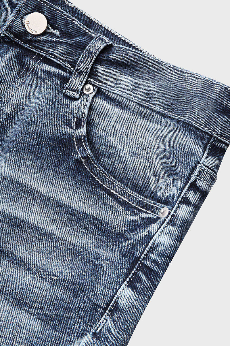 Ladies Vintage Embroidered Pocket Low Waist Jeans