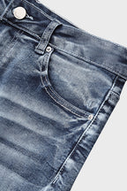 Ladies Vintage Embroidered Pocket Low Waist Jeans