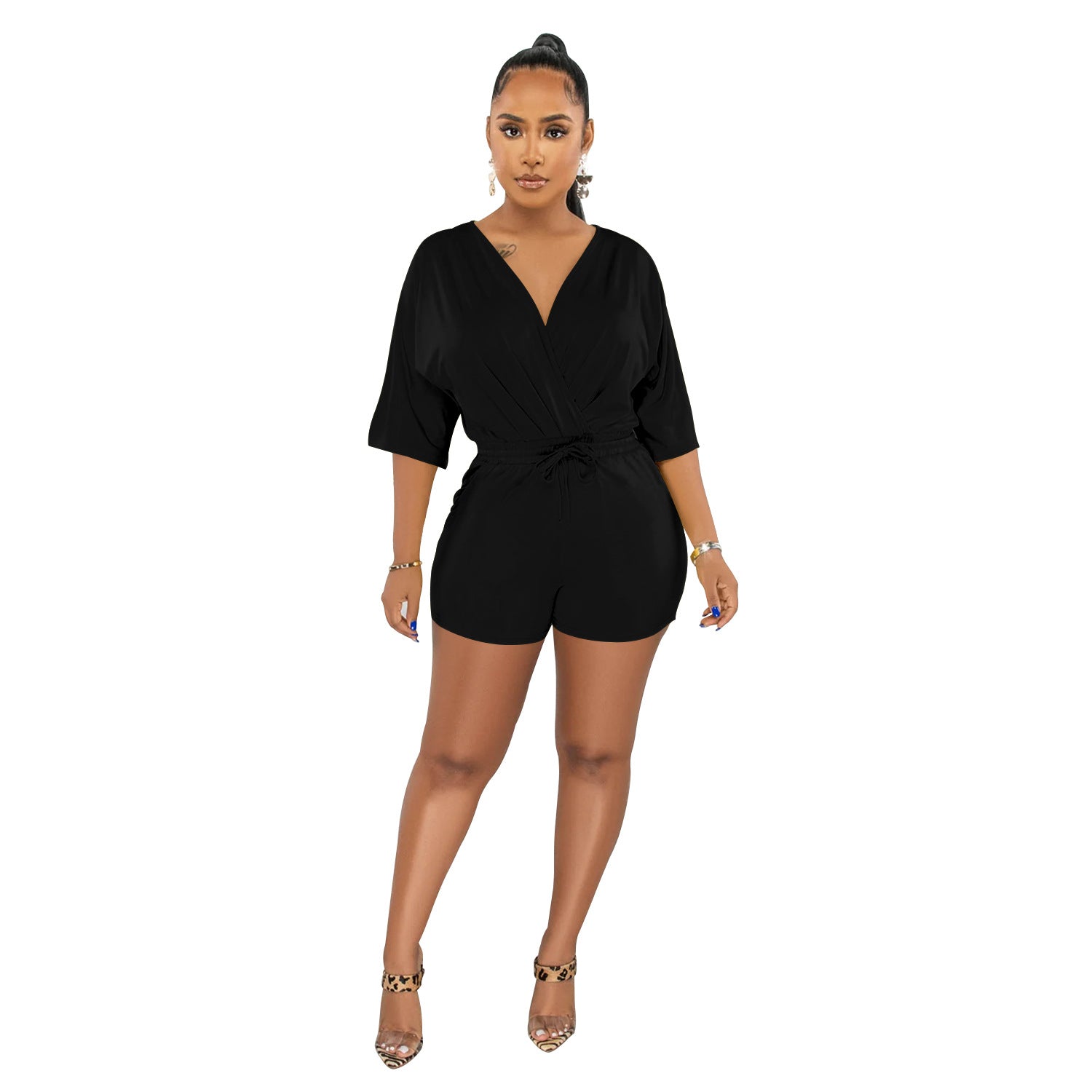 Half Sleeves Shorts Jumpsuit
