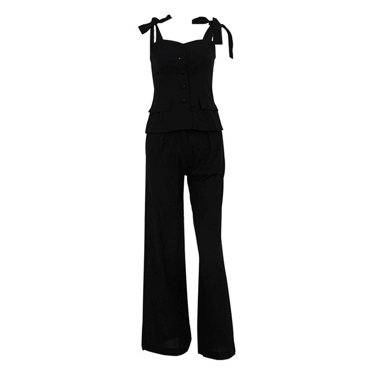 Black Bandeau Sling Pants Set