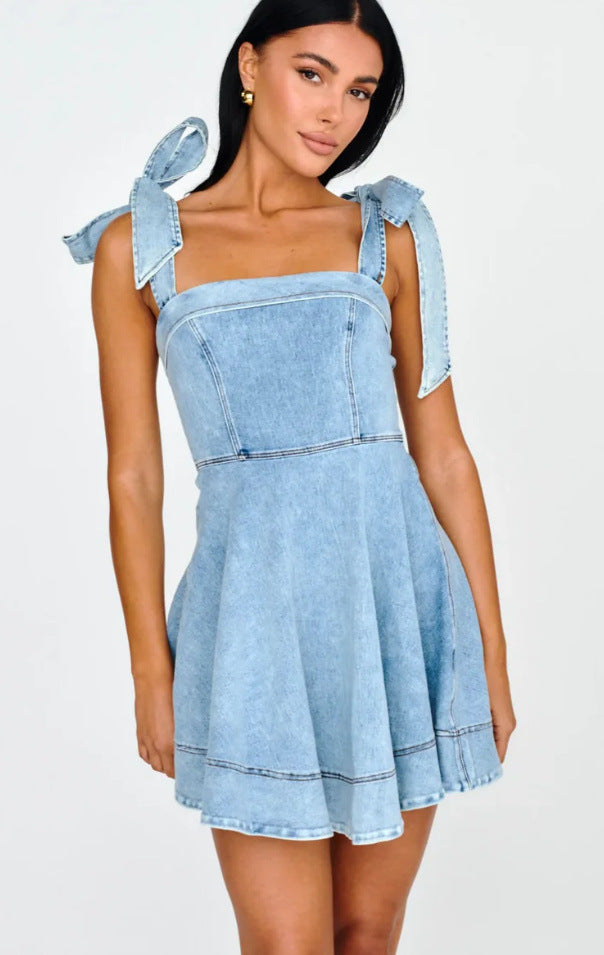 Spring Strap Denim Dress