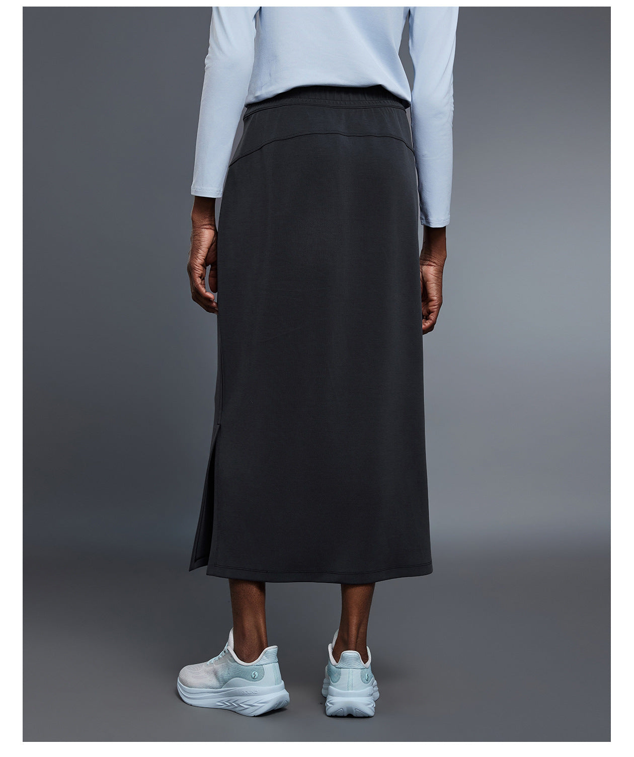 Simple Straight Exercise Skirt Women Casual Mid Length Skirt Slimming Slit Hip Skirt