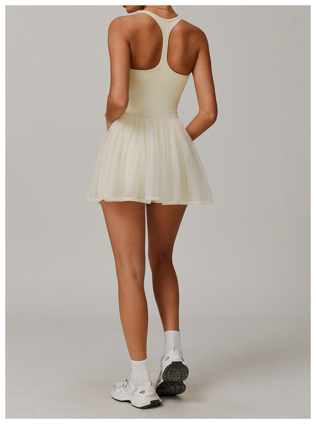 Sollinarry Faux Two Pieces Sustainable Recycled Dress Mesh Breathable Quick Drying Sports Running Anti Exposure Tennis Dress