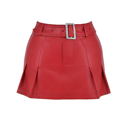 Hipster Mini Faux Leather A line Skirt