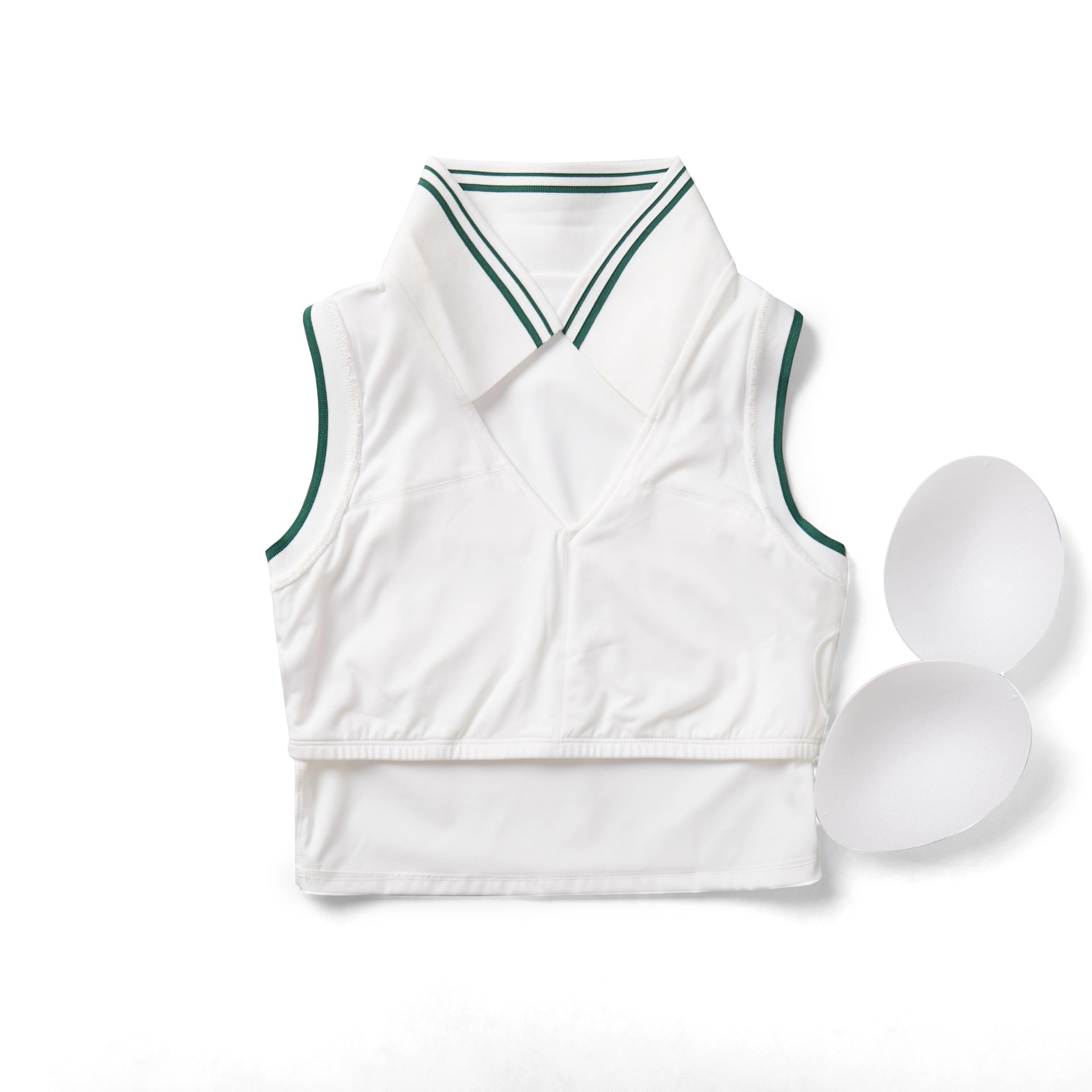 Stand Collar Tennis Women Yoga Fitness Running Top Quick Drying Sleeveless Vest with Chest Pad