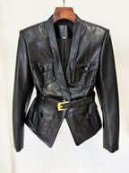 The Noir Cinch Faux Leather Jacket