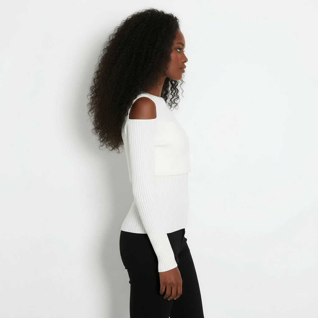 Off the Shoulder Knitted Bottoming Sweater