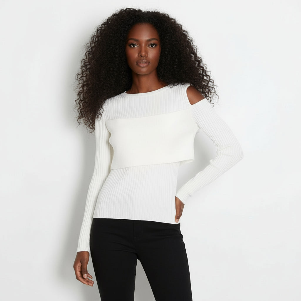 Off the Shoulder Knitted Bottoming Sweater