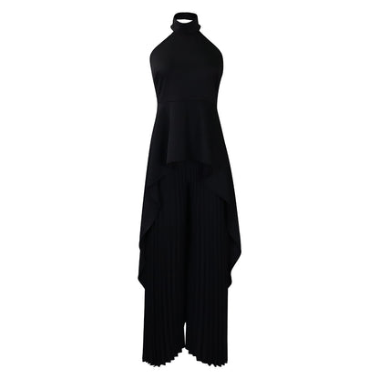 Irregular Asymmetric Top Wide Leg Pants Suit