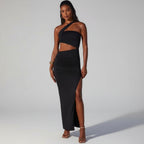 One Shoulder Sheath Split Dress