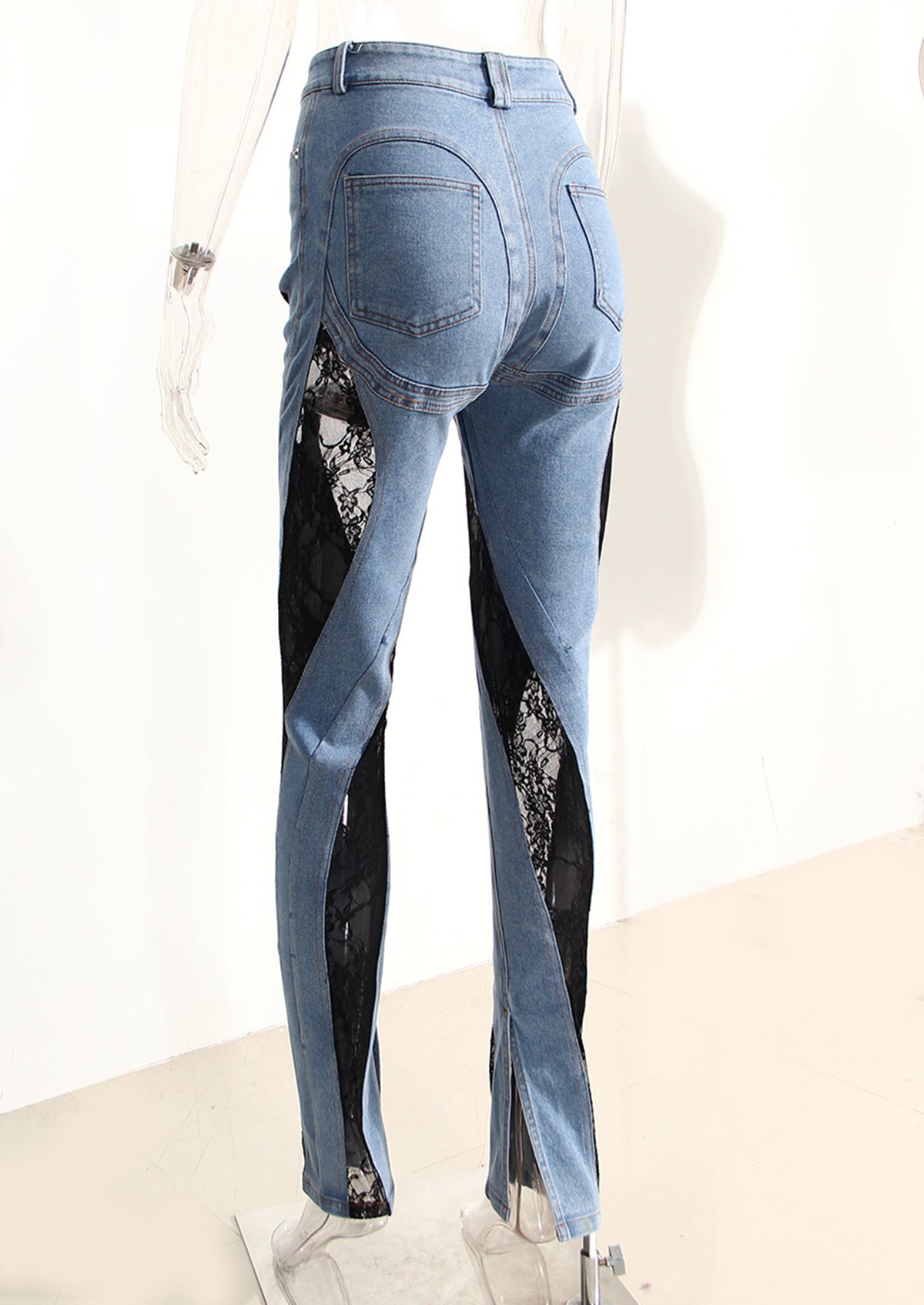 Niche Patchwork Lace Slimming Jeans pants