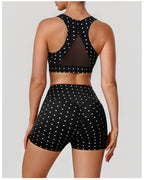 Polka Dot Cutout Crop & High-Waist Shorts Active Set