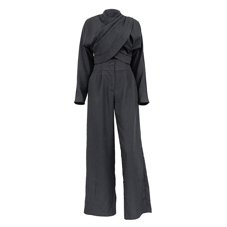 Two Piece Turtleneck Cross Pants  Sets