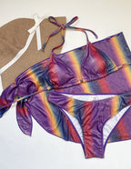 Gradient Bikini Three Piece Swimsuit Set